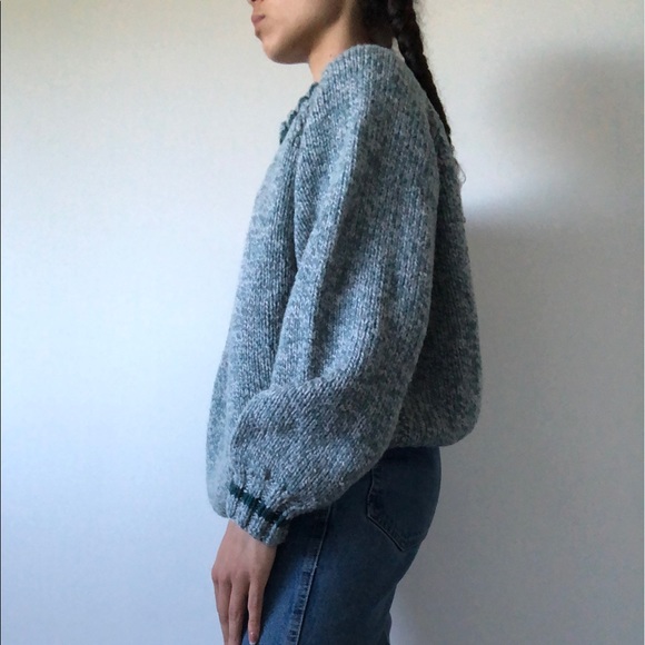 Oversized teal knit sweater - Picture 2 of 6